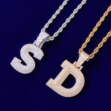 Zircon Bubble Letters Pendant Necklaces Plated Hip Hop Jewelry