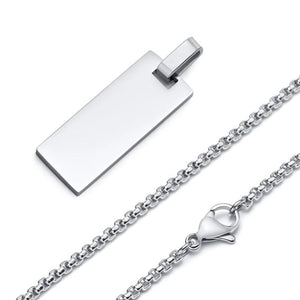 Custom Initial Name Bar Necklace for Men, Stainless Steel Vertical Pendant Gift