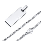 Custom Initial Name Bar Necklace for Men, Stainless Steel Vertical Pendant Gift