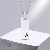 Custom Initial Name Bar Necklace for Men, Stainless Steel Vertical Pendant Gift