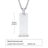 Custom Initial Name Bar Necklace for Men, Stainless Steel Vertical Pendant Gift
