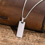 Custom Initial Name Bar Necklace for Men, Stainless Steel Vertical Pendant Gift