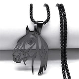 Goth Horse Head Pendant Necklace Stainless Steel Animal Chain Horse Lover Gift