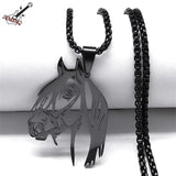 Goth Horse Head Pendant Necklace Stainless Steel Animal Chain Horse Lover Gift