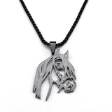 Goth Horse Head Pendant Necklace Stainless Steel Animal Chain Horse Lover Gift