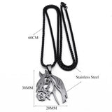 Goth Horse Head Pendant Necklace Stainless Steel Animal Chain Horse Lover Gift