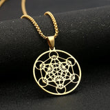 Stainless Steel Metatron Cube Necklace for Men Women