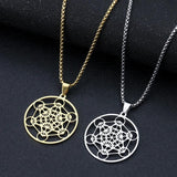 Stainless Steel Metatron Cube Necklace for Men Women