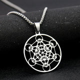 Stainless Steel Metatron Cube Necklace for Men Women