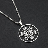 Stainless Steel Metatron Cube Necklace for Men Women