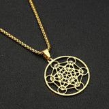 Stainless Steel Metatron Cube Necklace for Men Women