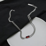 Hip Hop Double Layer Square Necklaces Titanium Steel