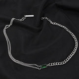 Hip Hop Double Layer Square Necklaces Titanium Steel