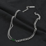 Hip Hop Double Layer Square Necklaces Titanium Steel