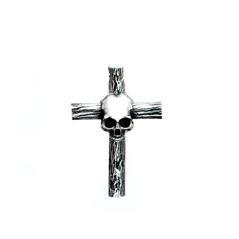 316L Stainless Steel Gothic Skull Cross Pendant Necklace Punk Style Chain