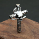 316L Stainless Steel Gothic Skull Cross Pendant Necklace Punk Style Chain