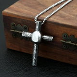 316L Stainless Steel Gothic Skull Cross Pendant Necklace Punk Style Chain