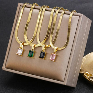Colorful Zircon Snake Chain Choker Necklace Punk Vintage Pendant