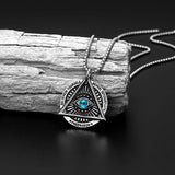 Men Freemason Triangle Eye Pendant Necklace Punk Hipster Devil's Eye long chain