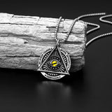 Men Freemason Triangle Eye Pendant Necklace Punk Hipster Devil's Eye long chain