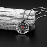 Men Freemason Triangle Eye Pendant Necklace Punk Hipster Devil's Eye long chain