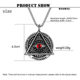 Men Freemason Triangle Eye Pendant Necklace Punk Hipster Devil's Eye long chain