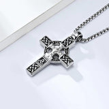 Celtic Knot Cross Pendant Necklace Norse Viking Stainless Steel Gift
