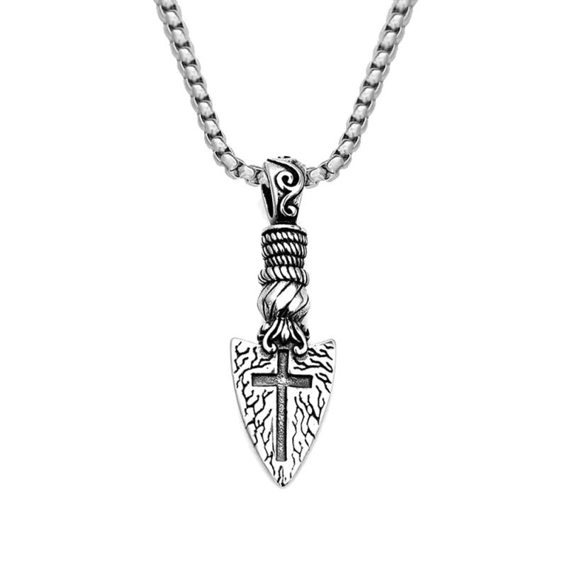 Viking Spear Pendant Necklace Men Vintage Punk Stainless Steel