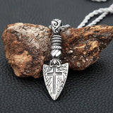 Viking Spear Pendant Necklace Men Vintage Punk Stainless Steel