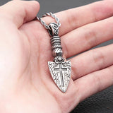 Viking Spear Pendant Necklace Men Vintage Punk Stainless Steel