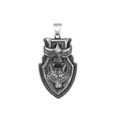 Viking Shield Flying Eagle Wolf Head Pendant Necklace