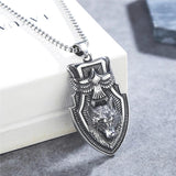Viking Shield Flying Eagle Wolf Head Pendant Necklace