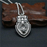 Viking Shield Flying Eagle Wolf Head Pendant Necklace