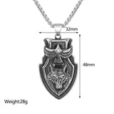 Viking Shield Flying Eagle Wolf Head Pendant Necklace