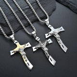 Christian Cross Necklace Stainless Steel Vintage Pendant