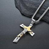 Christian Cross Necklace Stainless Steel Vintage Pendant