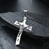 Christian Cross Necklace Stainless Steel Vintage Pendant