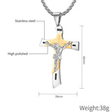 Christian Cross Necklace Stainless Steel Vintage Pendant