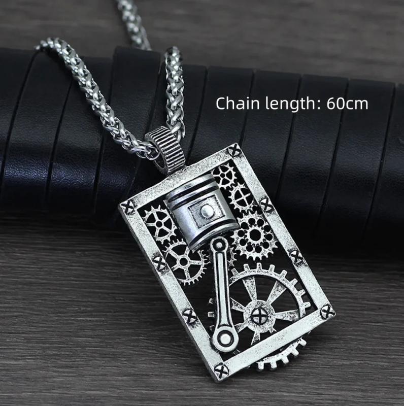 Nordic gear pendant necklace for men punk retro chain