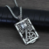Nordic gear pendant necklace for men punk retro chain