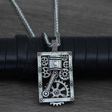 Nordic gear pendant necklace for men punk retro chain