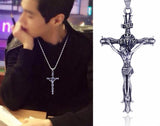 Titanium Steel Jesus Cross Pendant Necklace Hip-Hop Jewelry