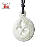 Maori Carved Bone Necklace Infinity Pendant Hawaii Surfer Style Choker
