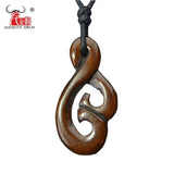 Maori Carved Bone Necklace Infinity Pendant Hawaii Surfer Style Choker