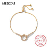 925 Silver Snake Chain Circle Bracelet Women Zircon Party Jewelry