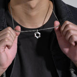 Hexagon Pendant Geometric Necklace with Rope Cuban Chain