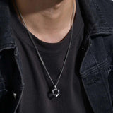 Hexagon Pendant Geometric Necklace with Rope Cuban Chain