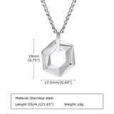 Hexagon Pendant Geometric Necklace with Rope Cuban Chain
