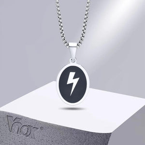 Lightning Necklace for Men, Geometric Pendant Collar Jewelry