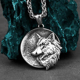 Viking Retro Wolf Head Pendant Stainless Steel Necklace